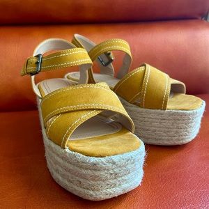 COPY - Size 6.5; Mustard color Platforms by Bershka